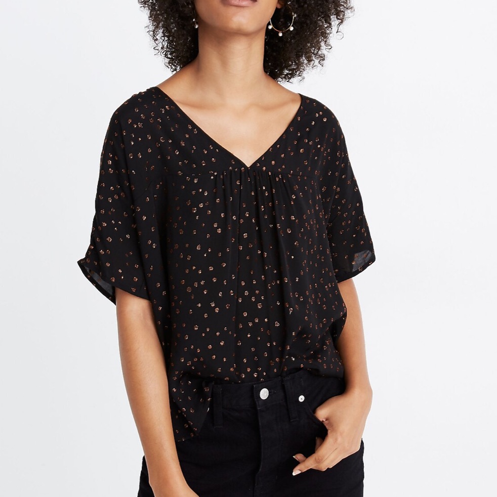 Madewell Rhyme Top In Metallic Dot